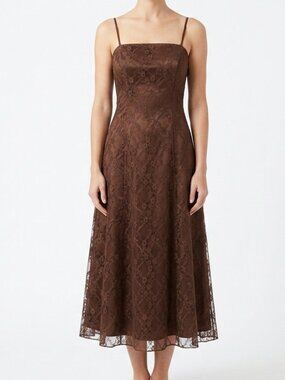 Bella Formals "Chocolate" Lace Tea Length Bridesmaid/Cocktail Dress NEW- Sz. 8